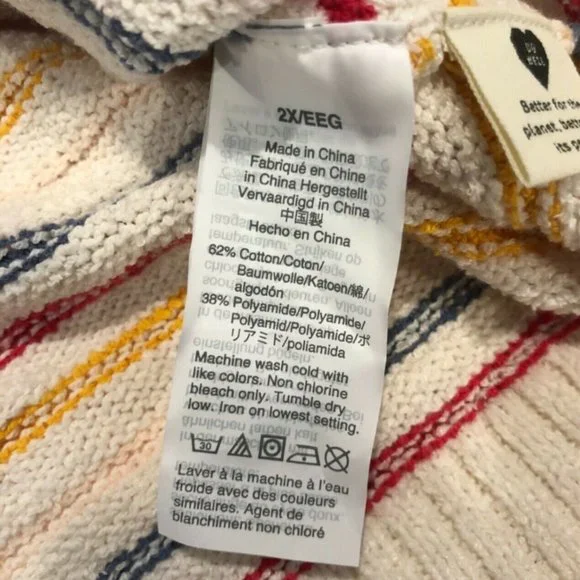 Madewell Womens Beige Striped Sleeveless Scoop Neck Tank Sweater Size 2X Plus - Picture 9 of 12